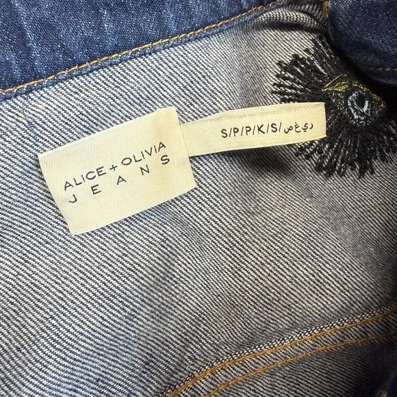 👁✨ Alice + Olivia Embellished Eye Cropped Denim Jacket NWOT✨👁 - Picture 5 of 10